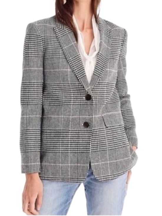 J. Crew Jackets & Blazers - J. Crew Plaid Houndstooth Wool Blend Boyfriend Blazer Women's 2 Classic Preppy
